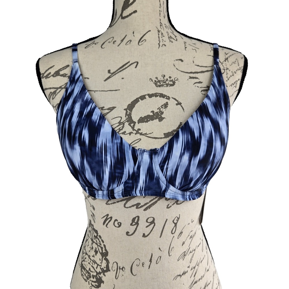 Anne Cole Womens 32C/34B Blue Swim Bikini Top NWT
